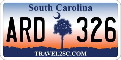 SC license plate ARD326