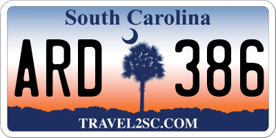 SC license plate ARD386
