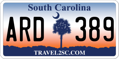 SC license plate ARD389