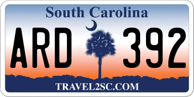SC license plate ARD392