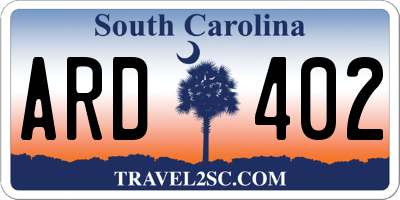 SC license plate ARD402