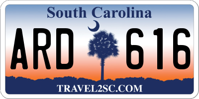SC license plate ARD616