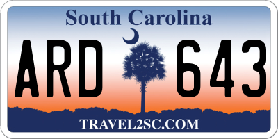 SC license plate ARD643