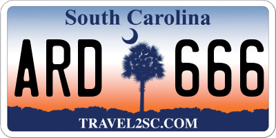 SC license plate ARD666