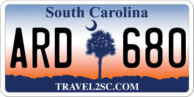 SC license plate ARD680