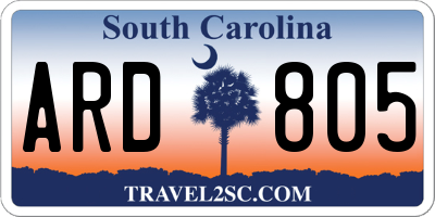 SC license plate ARD805