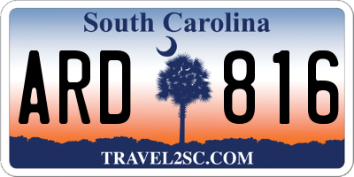 SC license plate ARD816