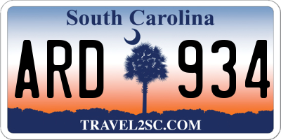SC license plate ARD934
