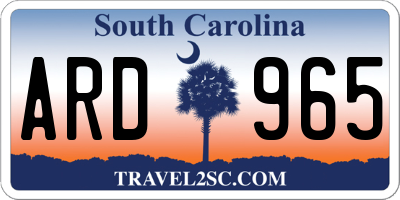 SC license plate ARD965