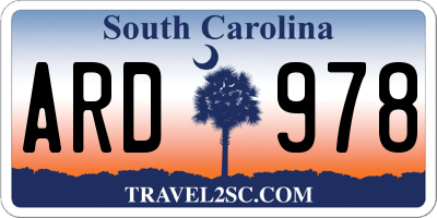 SC license plate ARD978
