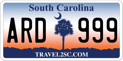 SC license plate ARD999