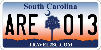 SC license plate ARE013