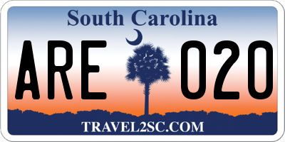 SC license plate ARE020