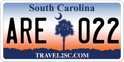 SC license plate ARE022