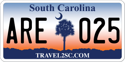 SC license plate ARE025