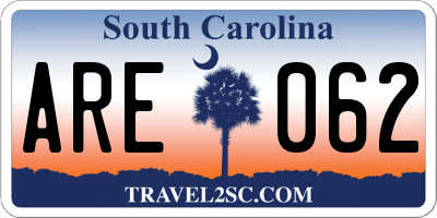 SC license plate ARE062
