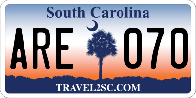 SC license plate ARE070