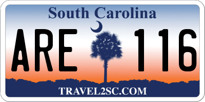 SC license plate ARE116