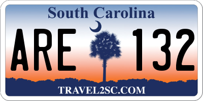 SC license plate ARE132
