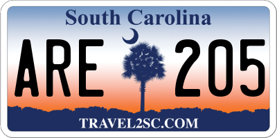 SC license plate ARE205