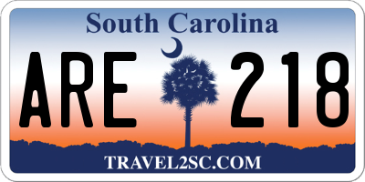 SC license plate ARE218