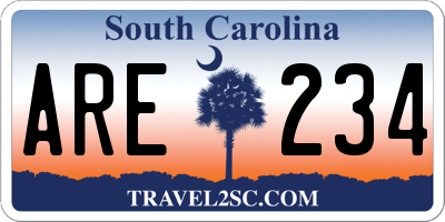 SC license plate ARE234