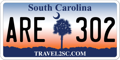 SC license plate ARE302