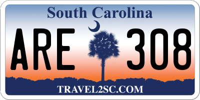 SC license plate ARE308