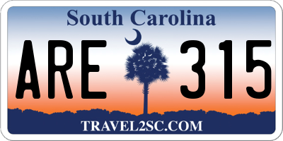 SC license plate ARE315