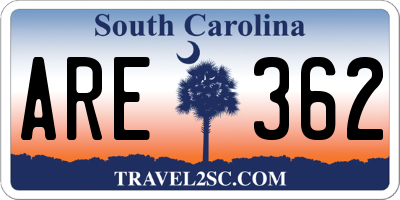 SC license plate ARE362