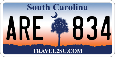 SC license plate ARE834