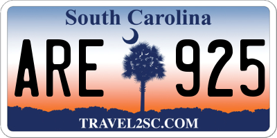 SC license plate ARE925