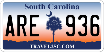 SC license plate ARE936