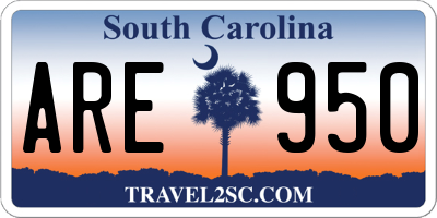 SC license plate ARE950