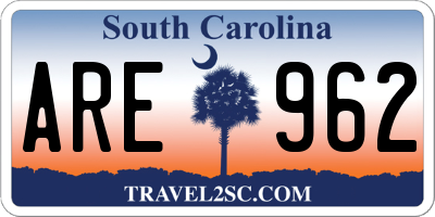 SC license plate ARE962