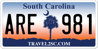 SC license plate ARE981