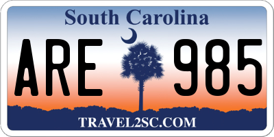 SC license plate ARE985