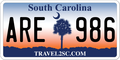 SC license plate ARE986