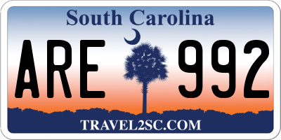 SC license plate ARE992