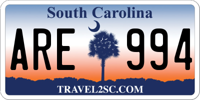 SC license plate ARE994