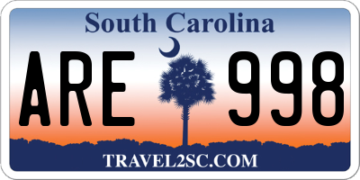 SC license plate ARE998