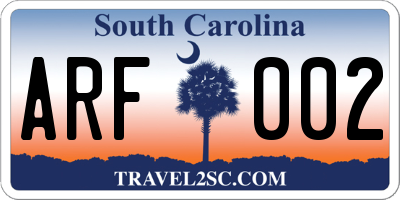 SC license plate ARF002