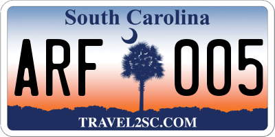 SC license plate ARF005