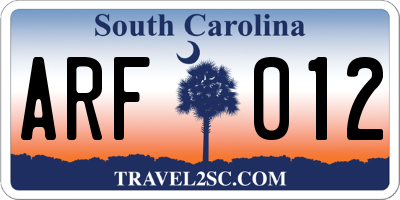 SC license plate ARF012