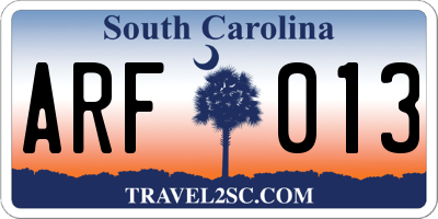SC license plate ARF013