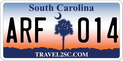 SC license plate ARF014