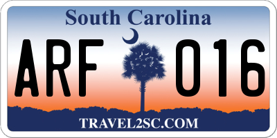 SC license plate ARF016