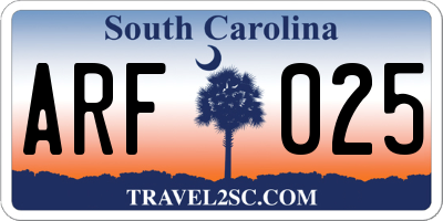 SC license plate ARF025