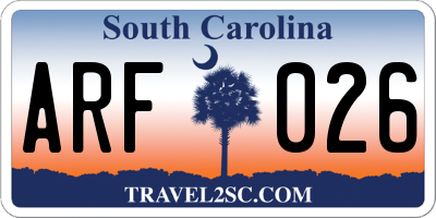 SC license plate ARF026