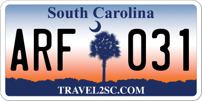 SC license plate ARF031